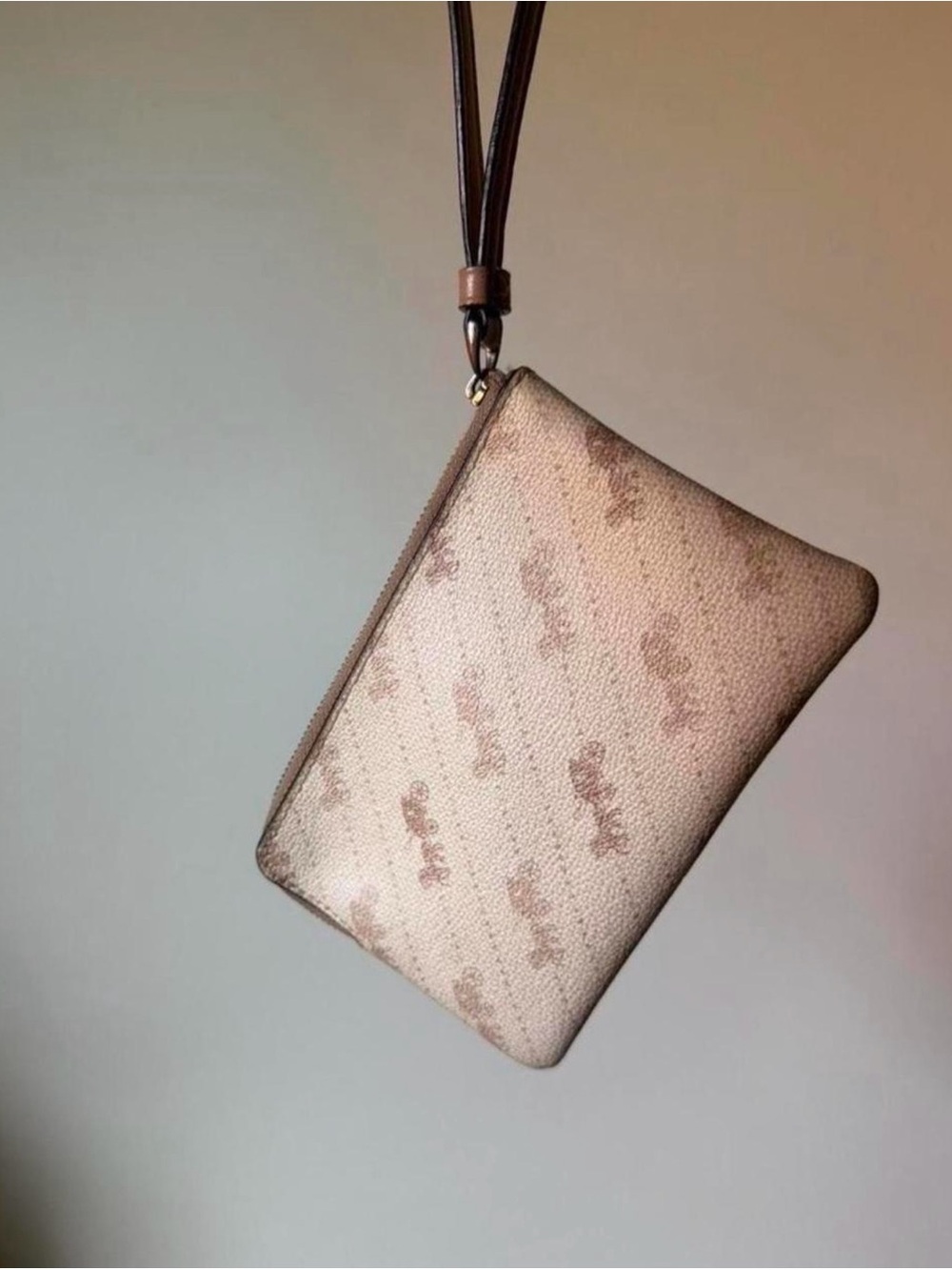 Coach Neutral Signature Canvas Wristlet with Horse & Carriage Print - Picture 2 of 3